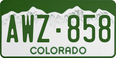 CO license plate AWZ858