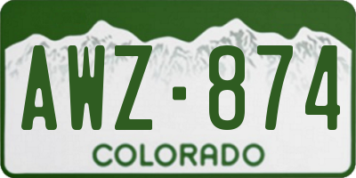 CO license plate AWZ874