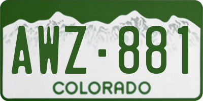 CO license plate AWZ881