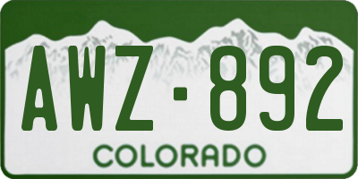 CO license plate AWZ892