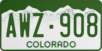 CO license plate AWZ908