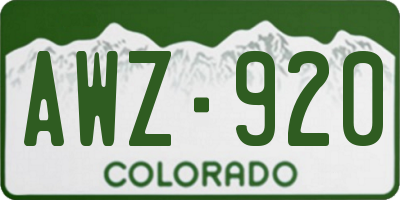 CO license plate AWZ920