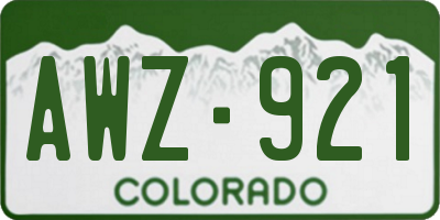 CO license plate AWZ921