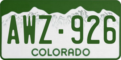 CO license plate AWZ926