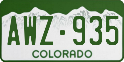 CO license plate AWZ935