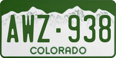 CO license plate AWZ938