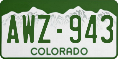 CO license plate AWZ943