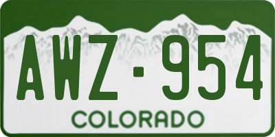 CO license plate AWZ954
