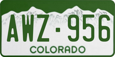 CO license plate AWZ956