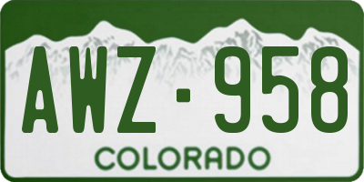 CO license plate AWZ958