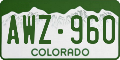 CO license plate AWZ960