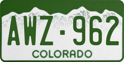 CO license plate AWZ962