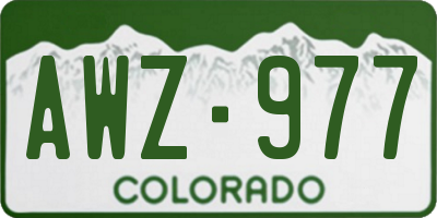 CO license plate AWZ977