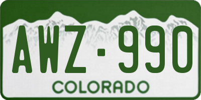 CO license plate AWZ990