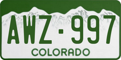 CO license plate AWZ997
