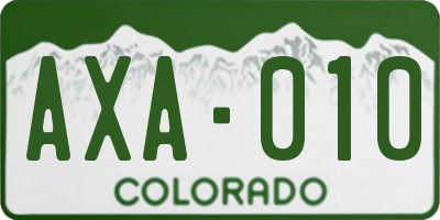 CO license plate AXA010