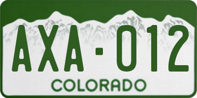 CO license plate AXA012