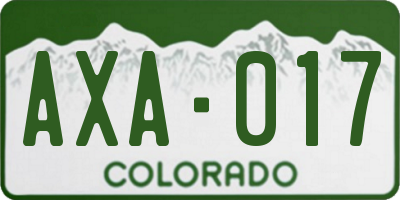 CO license plate AXA017