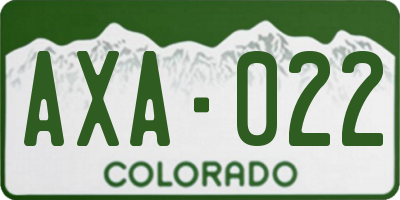 CO license plate AXA022
