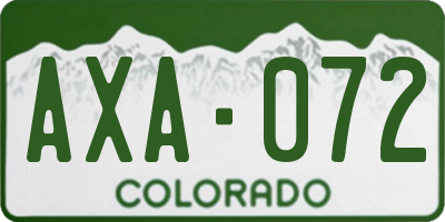 CO license plate AXA072