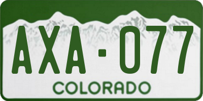 CO license plate AXA077