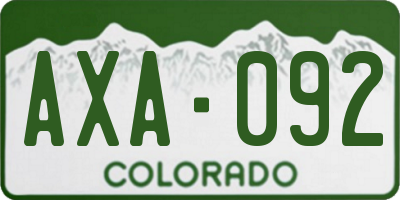 CO license plate AXA092
