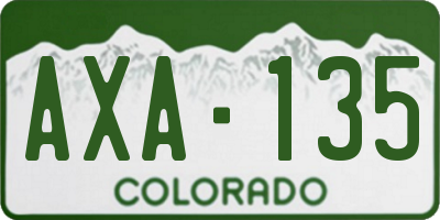 CO license plate AXA135