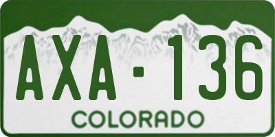 CO license plate AXA136
