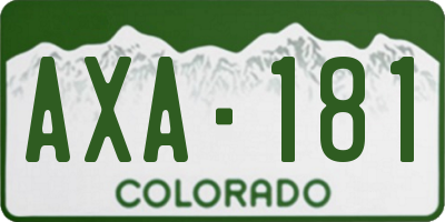 CO license plate AXA181