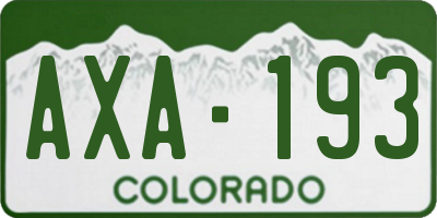 CO license plate AXA193