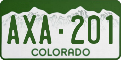 CO license plate AXA201
