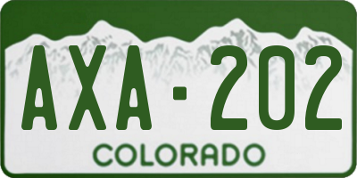 CO license plate AXA202