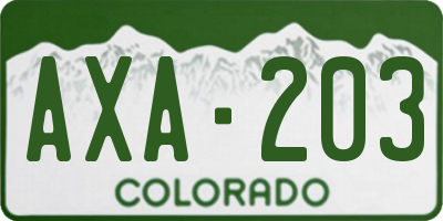 CO license plate AXA203