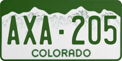 CO license plate AXA205