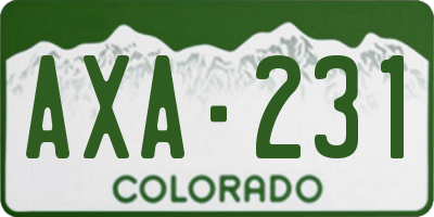 CO license plate AXA231