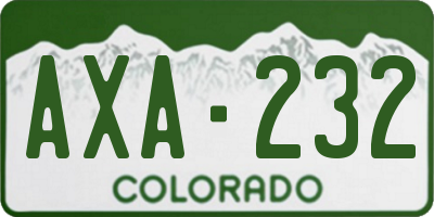 CO license plate AXA232