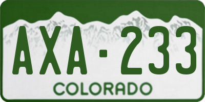 CO license plate AXA233