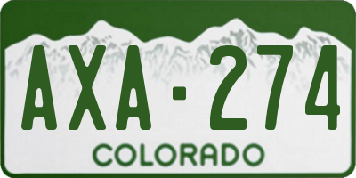 CO license plate AXA274