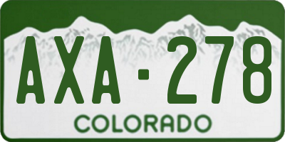 CO license plate AXA278
