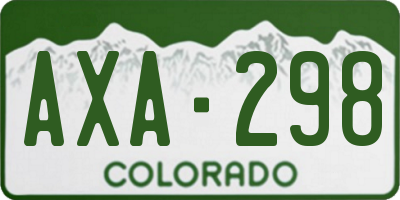 CO license plate AXA298