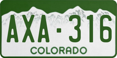 CO license plate AXA316