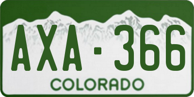 CO license plate AXA366
