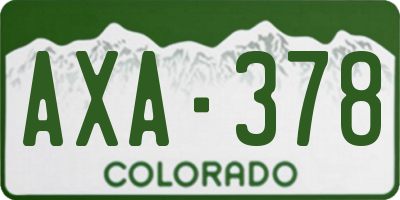 CO license plate AXA378