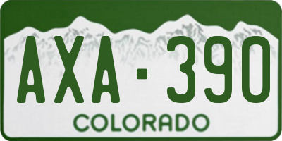 CO license plate AXA390