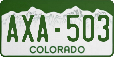 CO license plate AXA503