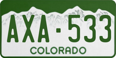 CO license plate AXA533