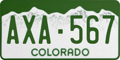 CO license plate AXA567