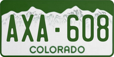 CO license plate AXA608