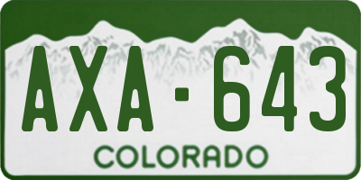 CO license plate AXA643