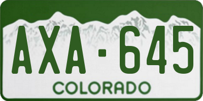 CO license plate AXA645